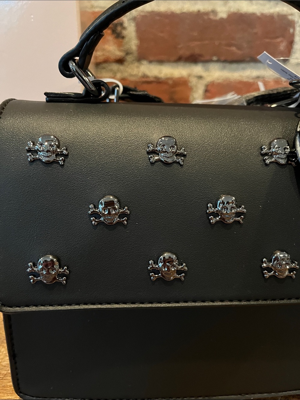 Betsey Johnson Black Mini Satchel with Skull Charm Accent - Picture 2 of 12